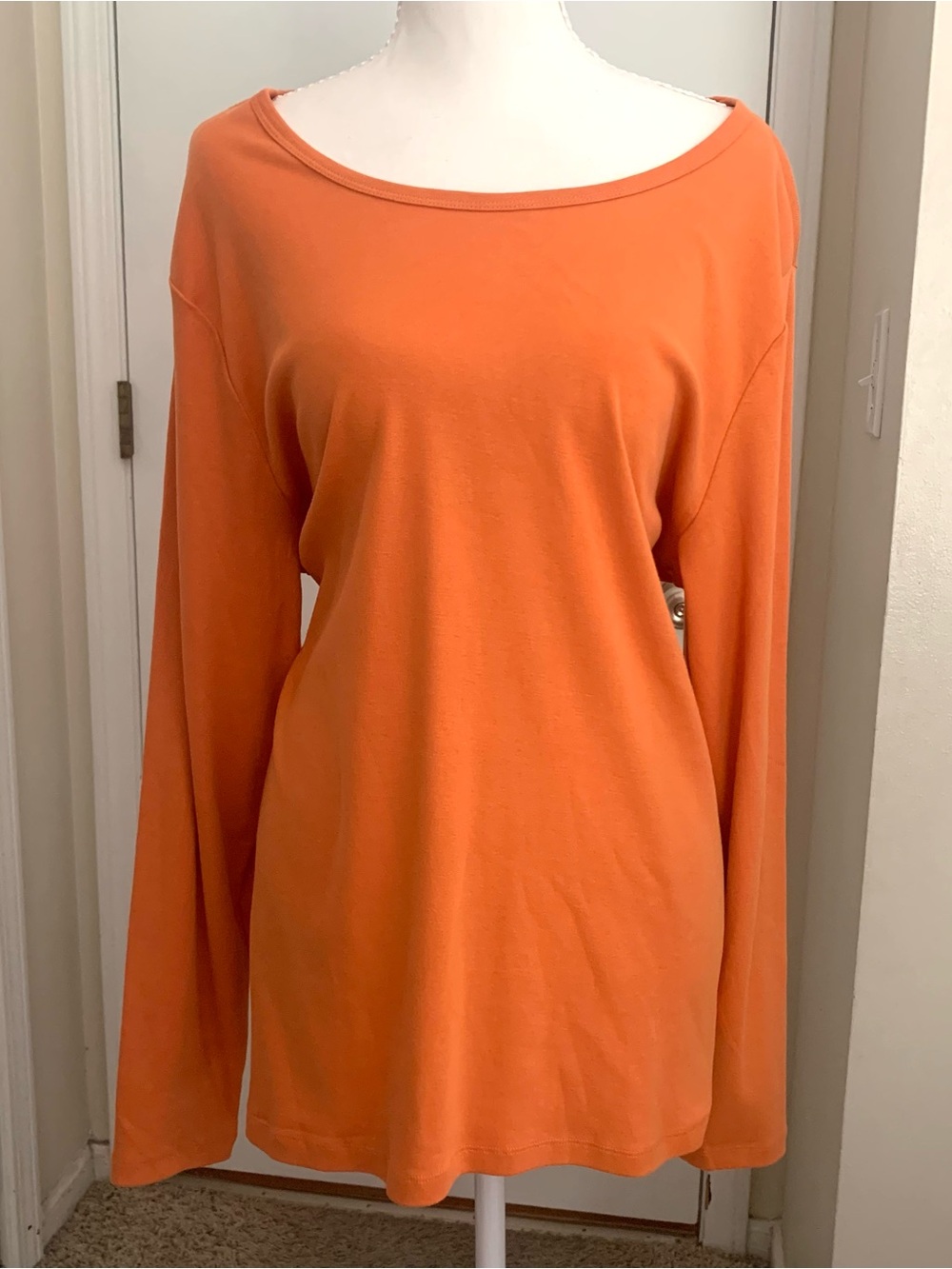 St. John's Bay Essential Tee Shirt Orange Halloween Fall Cotton Long Sleeve 2X